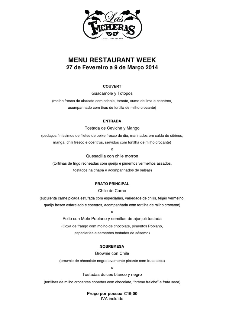 Microsoft Word - Menu Restaurant Week Las Ficheras 27 Fev a 9 Ma
